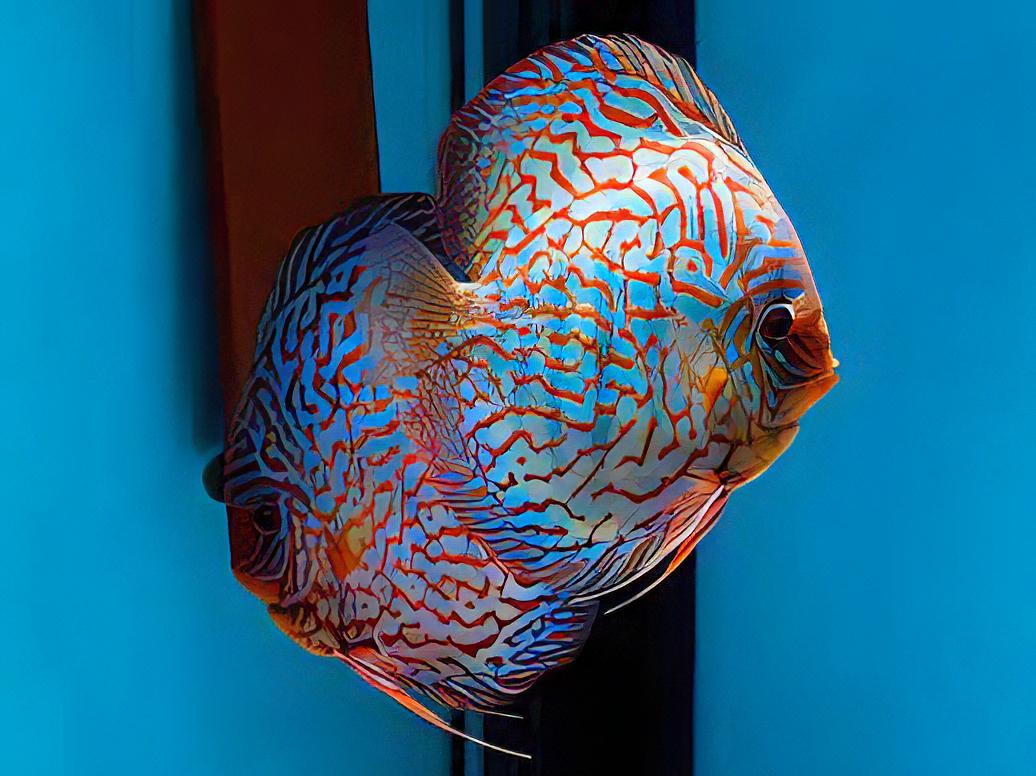 Red Checkerboard Turquoise Discus - Real Aquatics