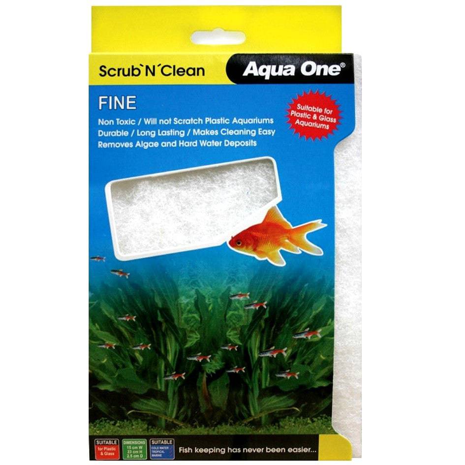 Aqua One Scrub 'N' Clean Fine Aquarium Cleaning Pad - Suitable for Glass / Plastic - Real Aquatics