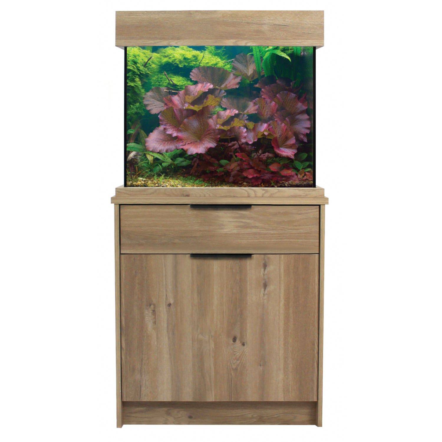 Aqua One Nash Oak Style Aquarium Fish Tank with Cabinet 63cm 110L - Real Aquatics