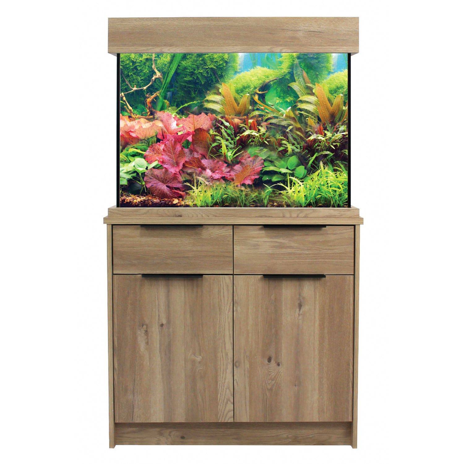 Aqua One Nash Oak Style Aquarium Fish Tank with Cabinet 81cm 145L - Real Aquatics