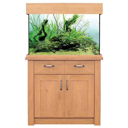 Aqua One Oak Style Aquarium Fish Tank with Cabinet 81cm 145L - Real Aquatics