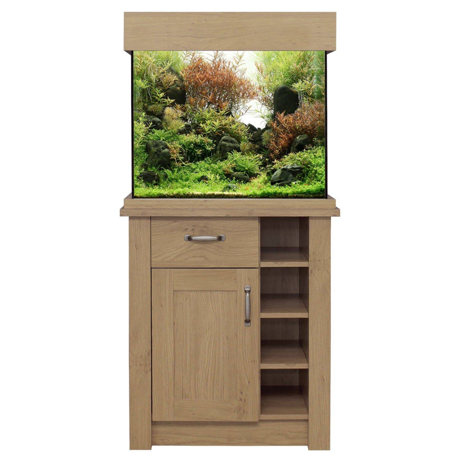 Aqua One Yorkshire Oak Style Aquarium Fish Tank with Cabinet 63cm 110L - Real Aquatics