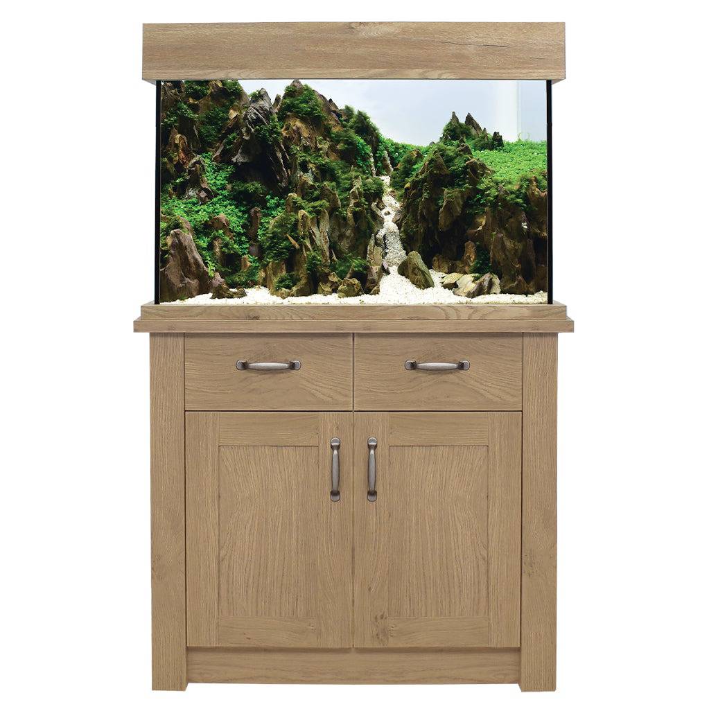 Aqua One Yorkshire Oak Style Aquarium Fish Tank with Cabinet 81cm 145L - Real Aquatics