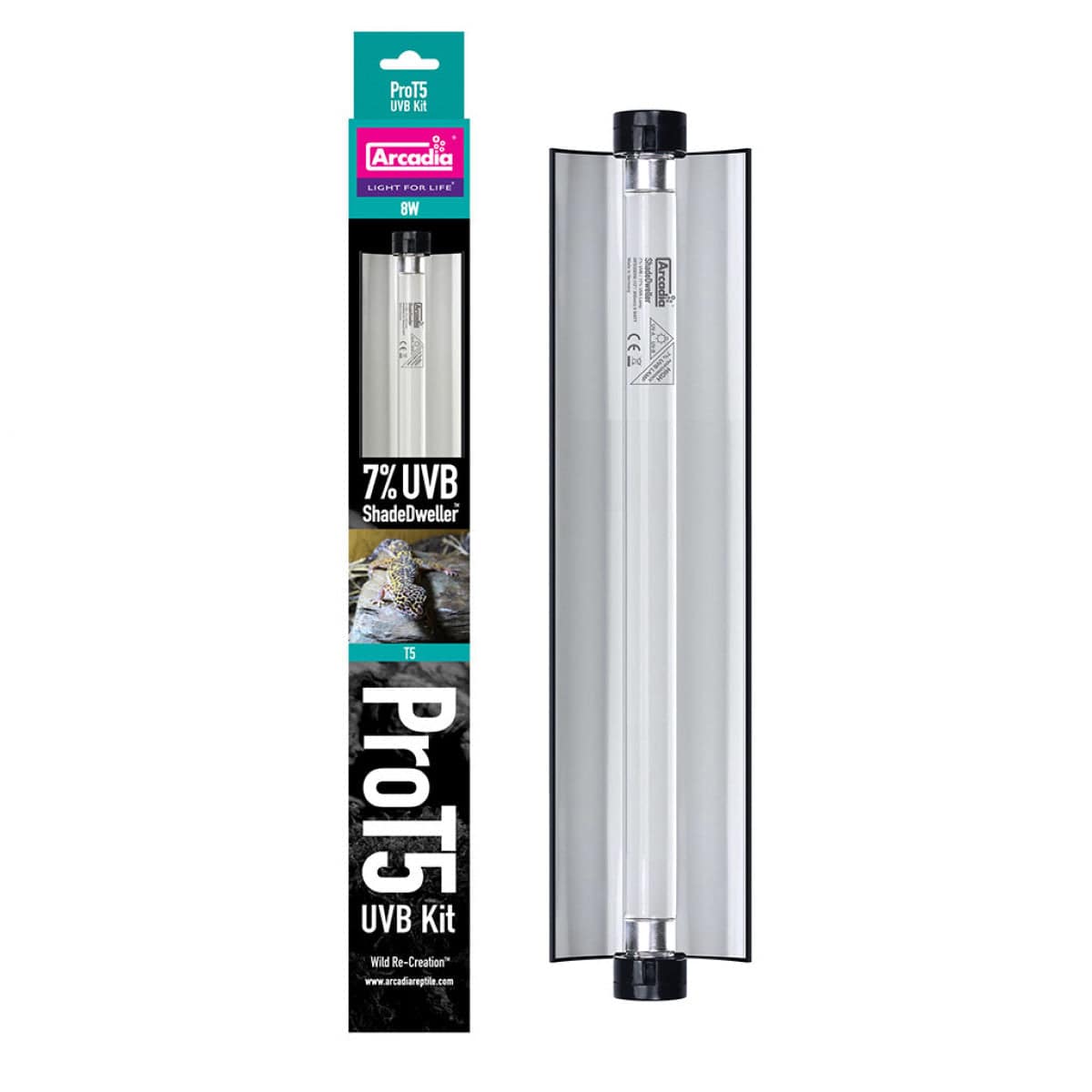 Arcadia Pro T5 UVB Kit ShadeDweller 7% UV-B 8w - Real Aquatics