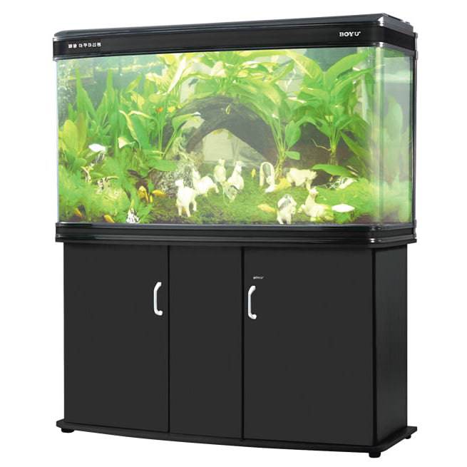 BOYU Aquarium Fish Bow Front Tank & Cabinet 108cm 300L Black