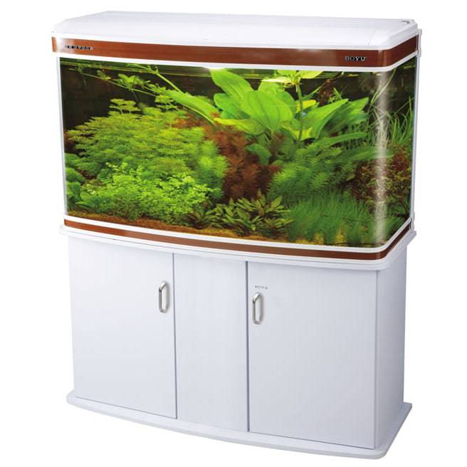 BOYU Aquarium Fish Tank Bow Front & Cabinet 85cm 235L White - Real Aquatics