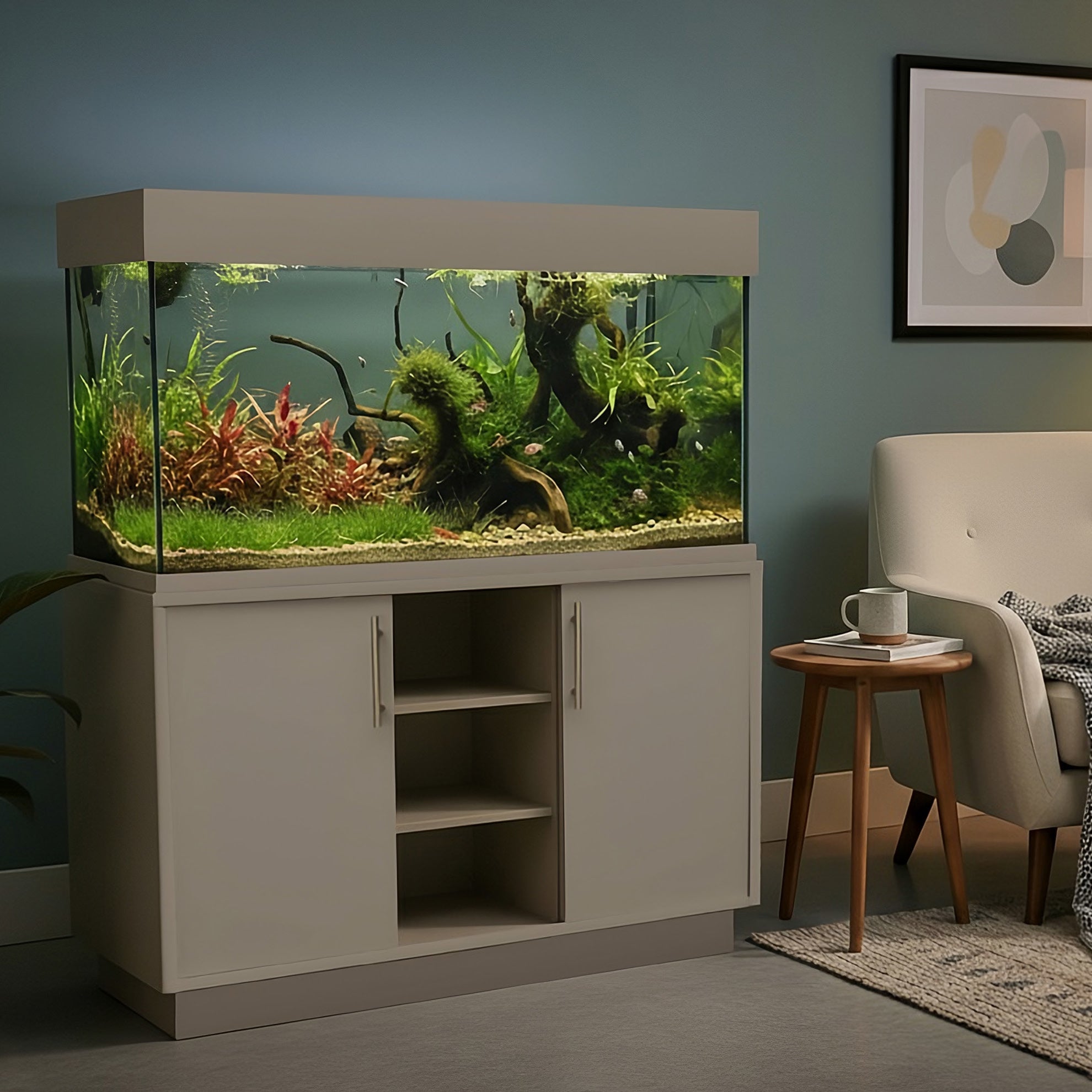Aqua One OakStyle Fish Tank Aquarium & Cabinet Set Soft Cashmere 116cm 230L
