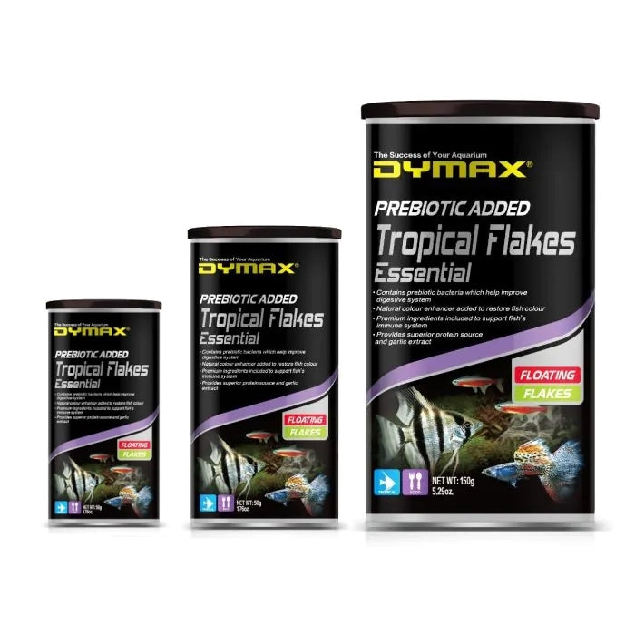 Dymax Tropical Flakes Essential 20/50/150g - Floating Flakes for Community Tropical Fish