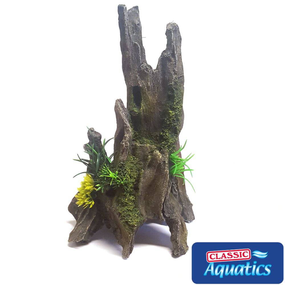 Classic Aquatics Driftwood Pinnacle w. Plants Ornament - Real Aquatics