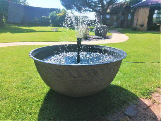 Lotus Bowl Sandy Patio Pond Fountain Water Feature 80cm White LED's