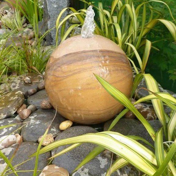 Rainbow Sandstone Drilled Sphere Garden Water Feature Diameter 40cm - Real Aquatics