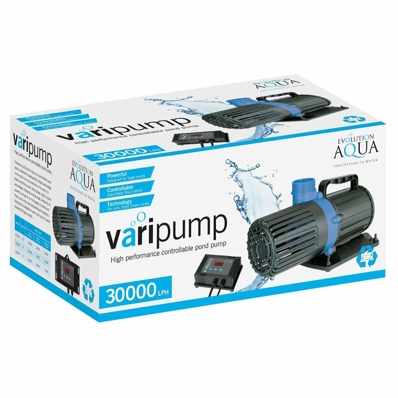 Evolution Aqua Varipump Variable Flow Pond Pump 30000L/h - Real Aquatics