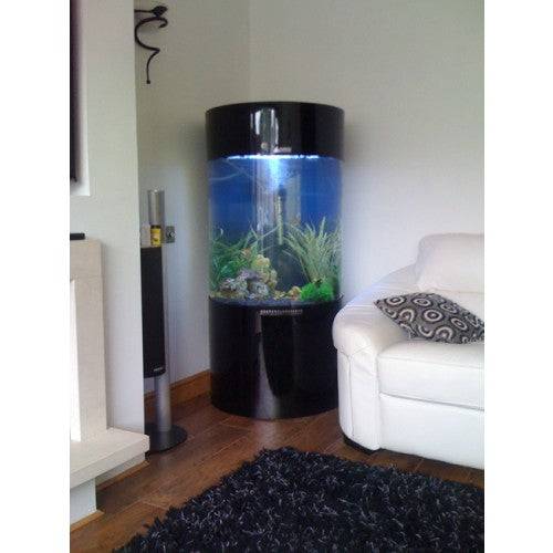 Column Aquarium Fish Tank Gloss Black 147L - Real Aquatics