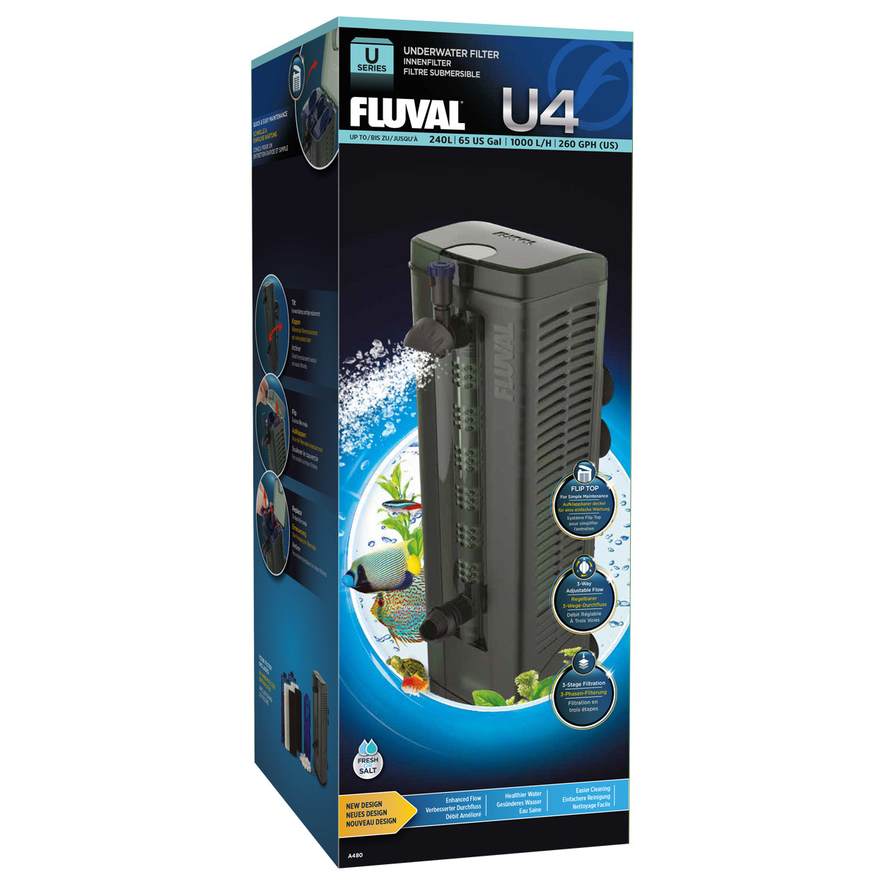 Fluval U4 Aquarium Internal Filter 1000L/h for tanks up to 240L