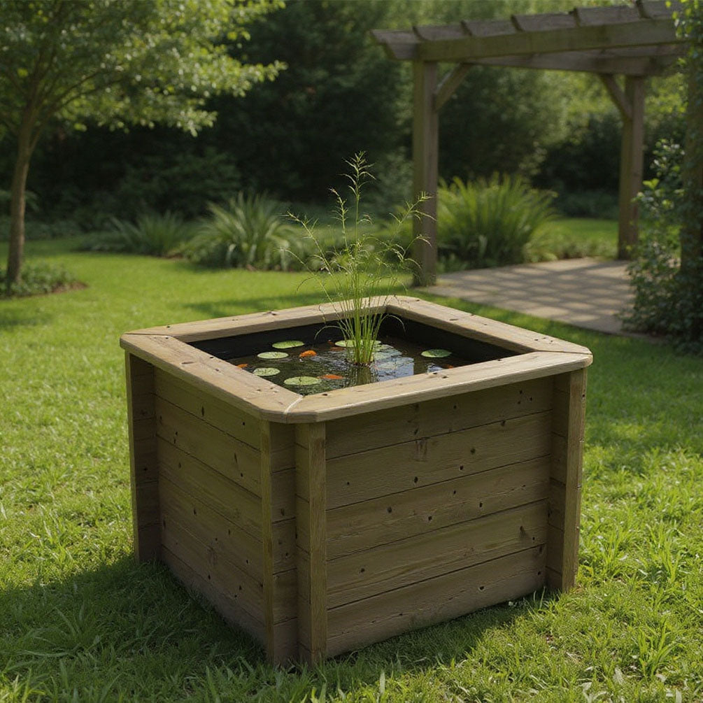 The Garden Timber Company Wooden Fish Ponds 1x1m 697mm Height 354L