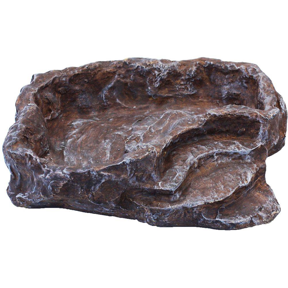 Komodo Reptile Feeding Drinking Terraced Rock Bowl Brown 3 Sizes - Real Aquatics