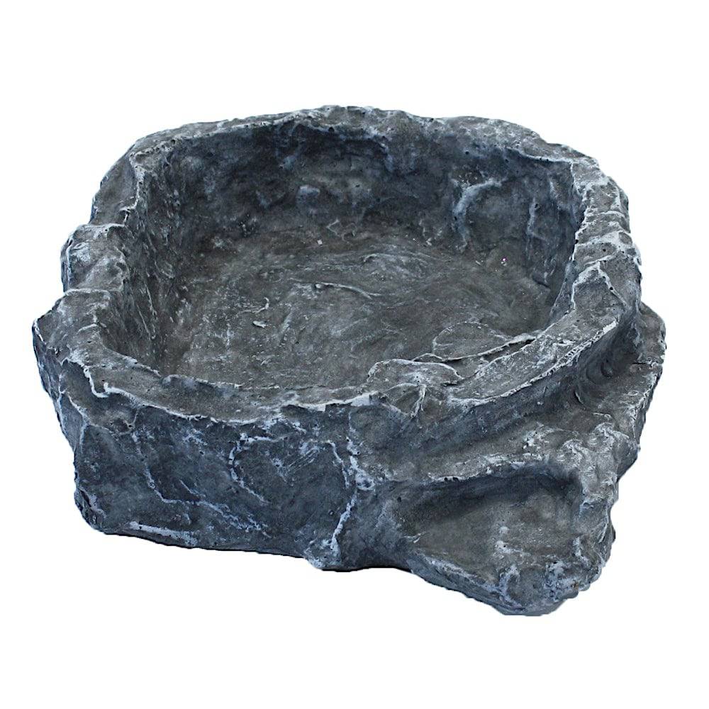 Komodo Reptile Feeding Drinking Terraced Rock Bowl Grey 3 Sizes - Real Aquatics