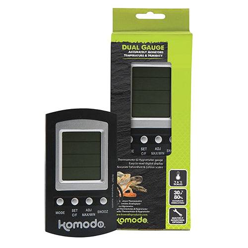 Komodo Thermometer & Hygrometer Dual Gauge Celcius / Farenheit - Real Aquatics