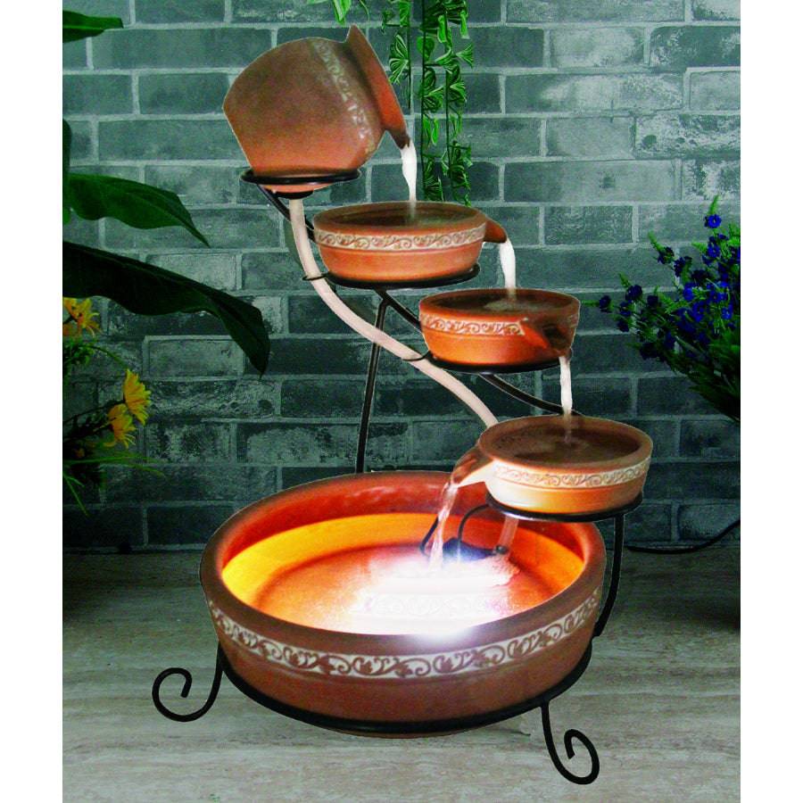 PondXpert Solar Water Feature Terracotta Cascade with LED's