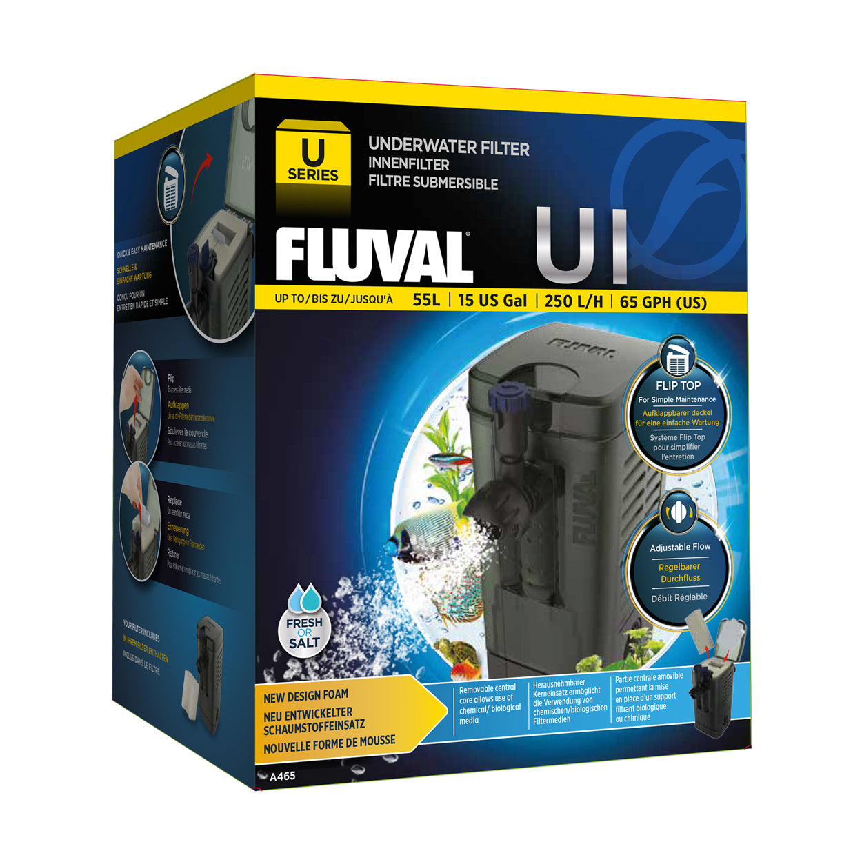 Fluval U1 Aquarium Internal Filter 250L/h for tanks up to 55L