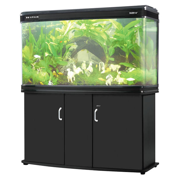 BOYU Aquarium Fish Bow Front Tank & Cabinet 108cm 300L Black