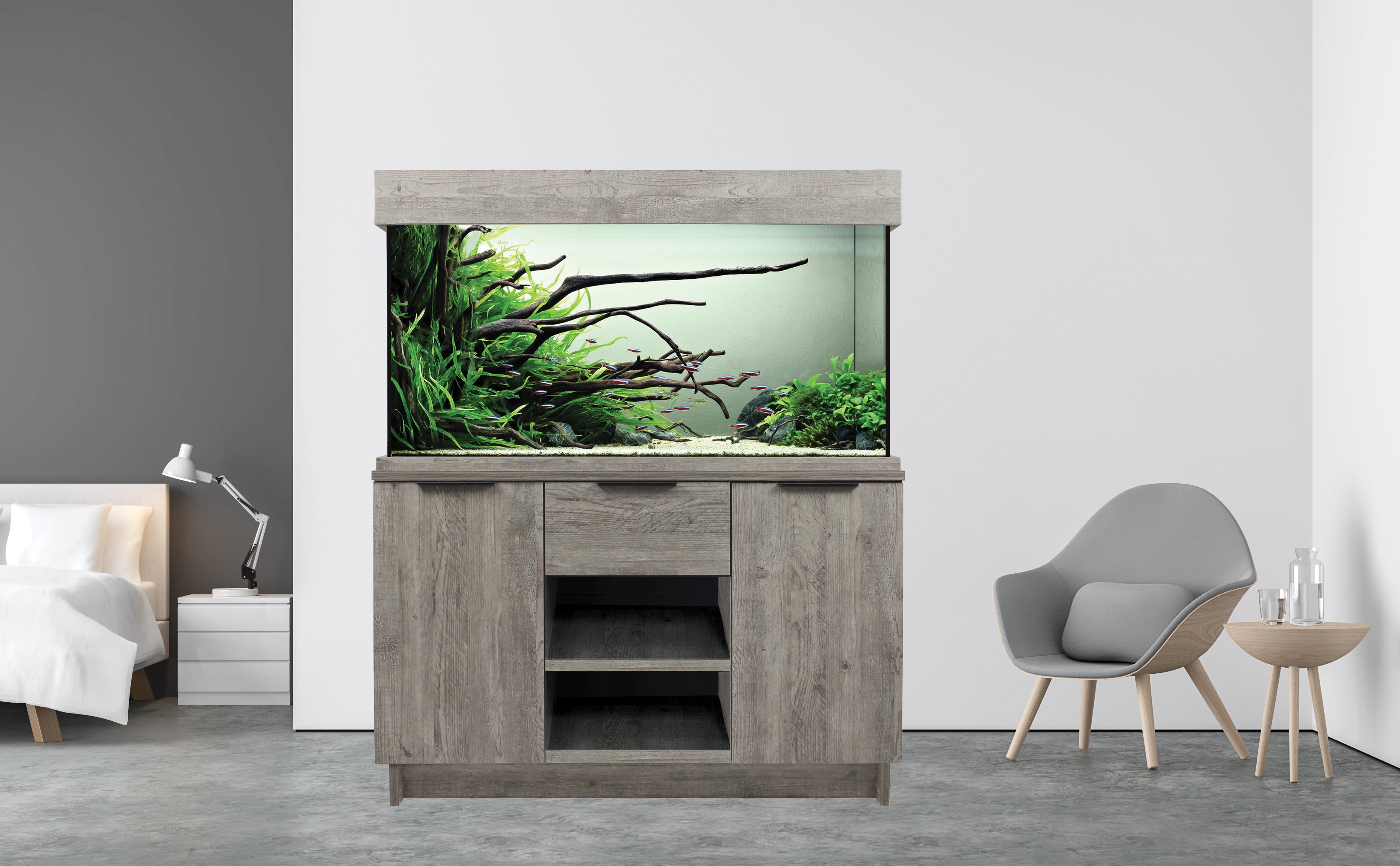 Aqua one fish outlet tank and cabinet