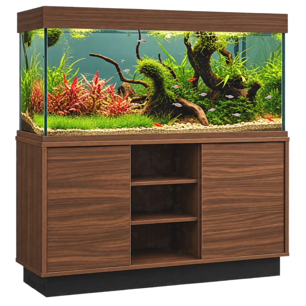 Aqua One OakStyle Fish Tank Aquarium & Cabinet Set Kansas Walnut Truffle 116cm 230L