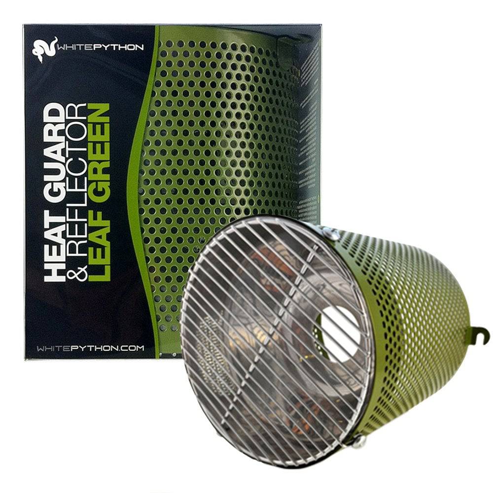 White Python Ceramic Heater, Holder, Guard & Reflector Leaf Green 3 Sizes - Real Aquatics