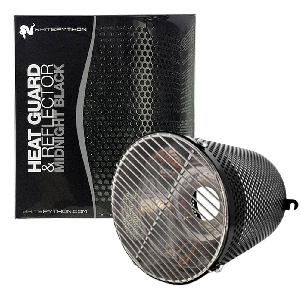 White Python Ceramic Heater, Holder, Guard & Reflector Midnight Black 3 Sizes - Real Aquatics