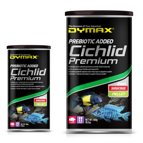Dymax Cichlid Premium 120/560g – High-Nutrient Sinking Pellets for Vibrant Cichlids