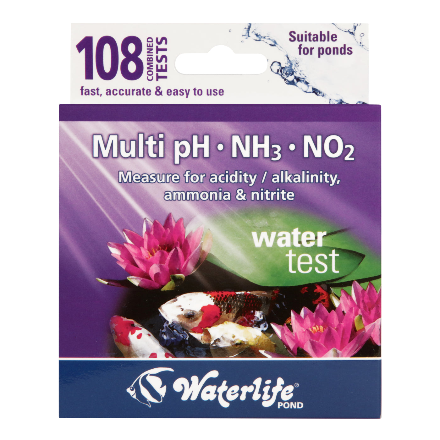 Waterlife Pond Multi-Test Kit pH Ammonia Nitrite 108 Tests