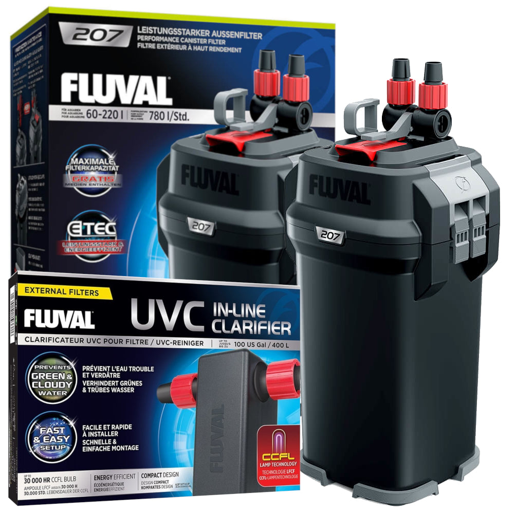 Fluval 207 Aquarium Filter 780L/h Tanks up to 220L with A203 UVC
