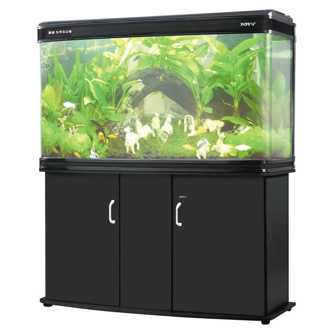 BOYU Aquarium Fish Tank Bow Front & Cabinet 85cm 235L Black