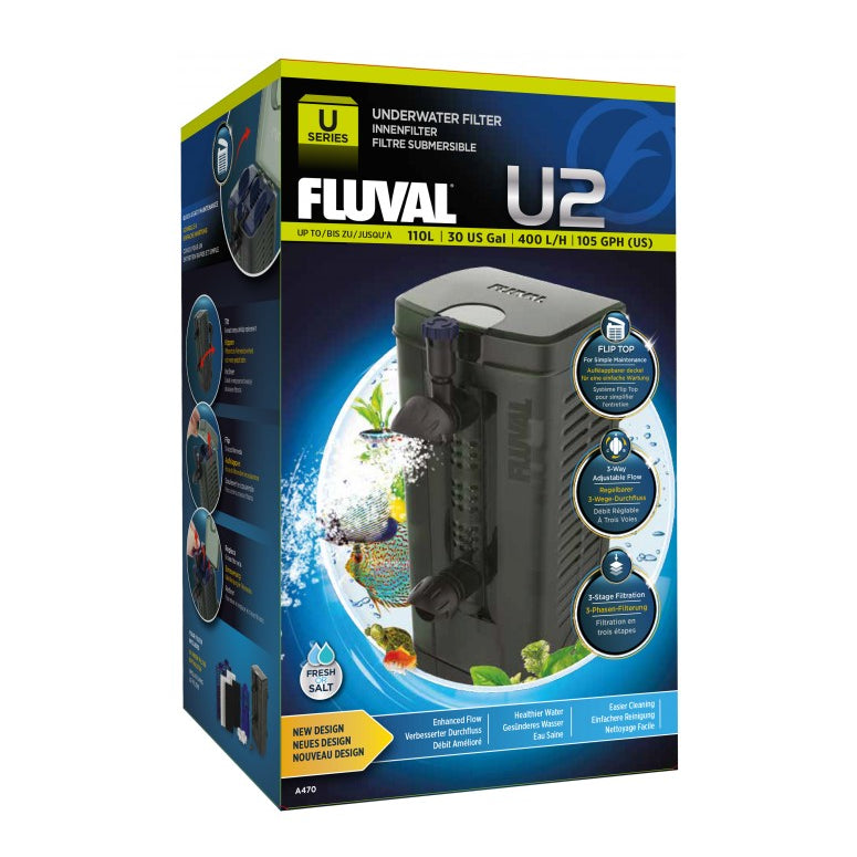 Fluval U2 Aquarium Internal Filter 400L/h for tanks up to 110L