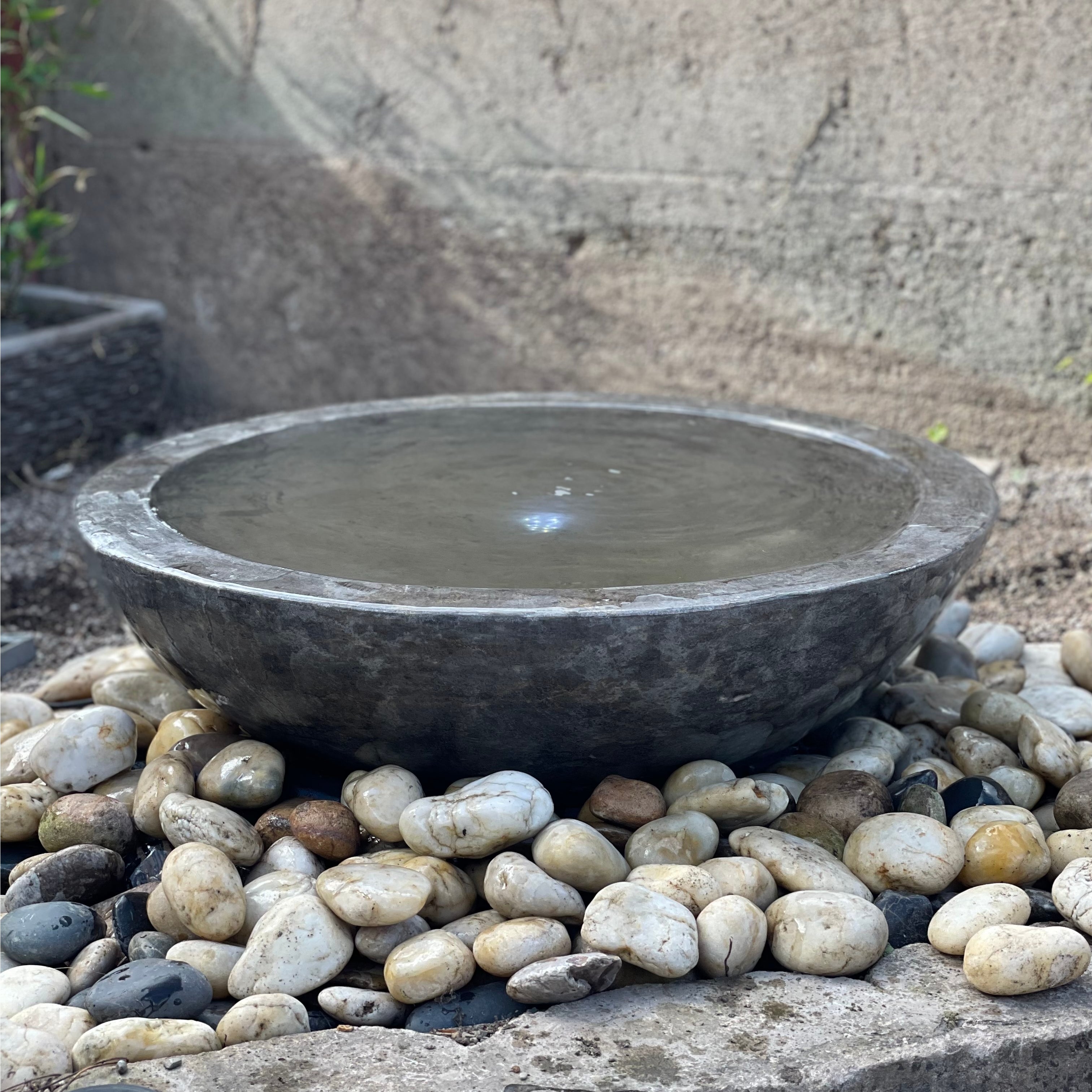 Large Black Limestone Babbling Bowl Garden Water Feature Diameter 72cm