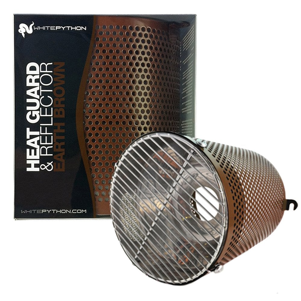 White Python Ceramic Heater, Holder, Guard & Reflector Earth Brown 3 Sizes