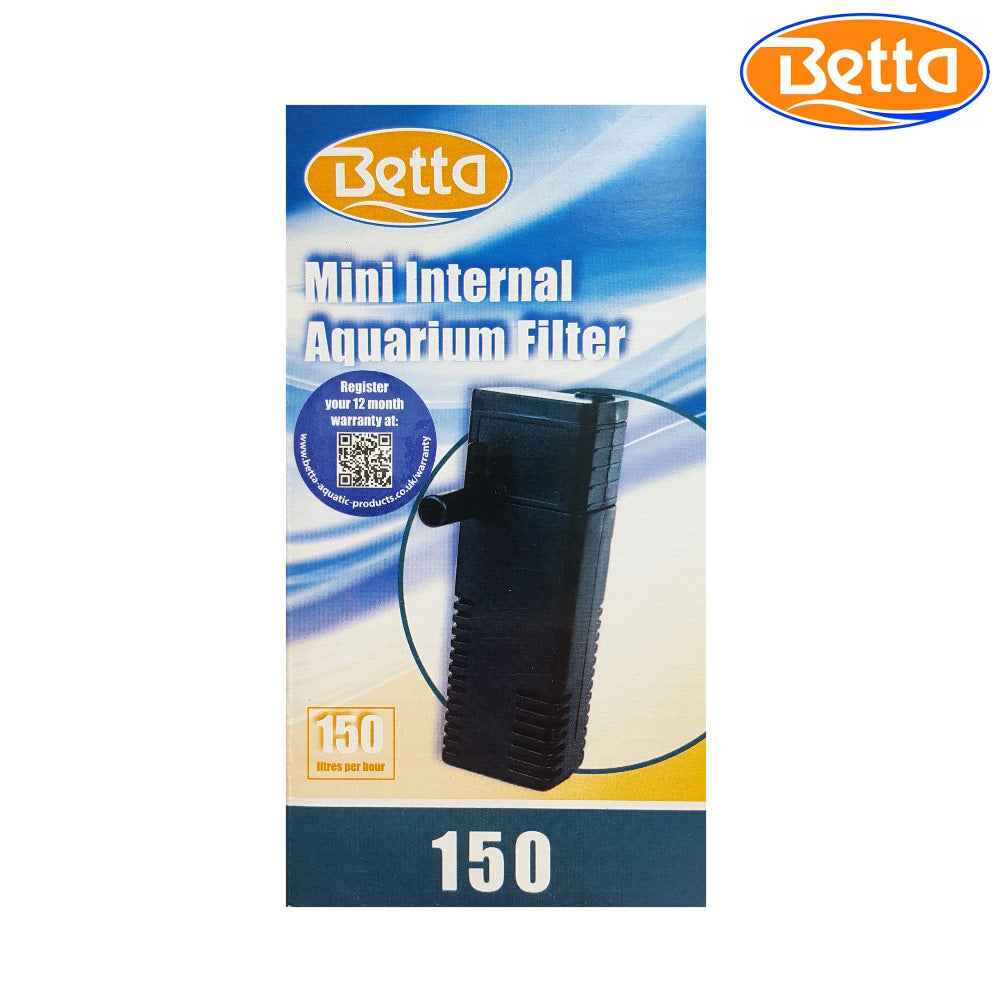 Betta Fish Tank Internal Filter 150L/h Aquariums up to 25L