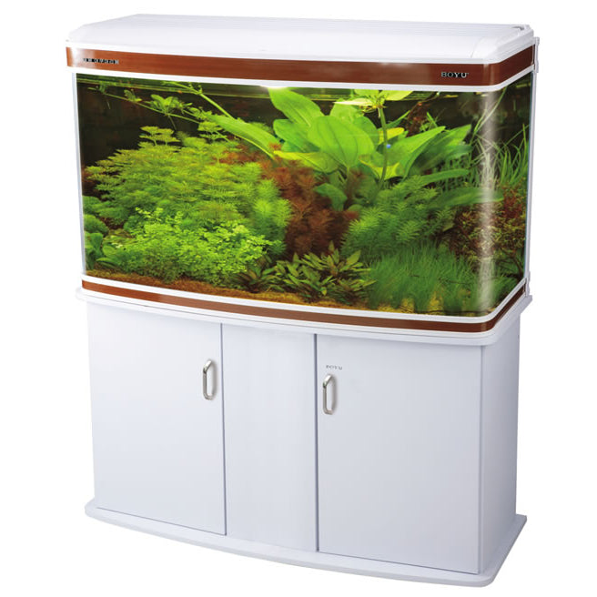 BOYU Aquarium Fish Bow Front Tank & Cabinet 108cm 300L White