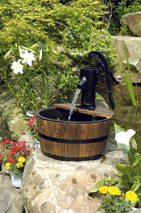 Heissner Water Features Single Wooden Barrel