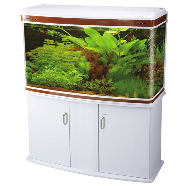 BOYU Aquarium Fish Tank Bow Front & Cabinet 85cm 235L White | Real Aquatics
