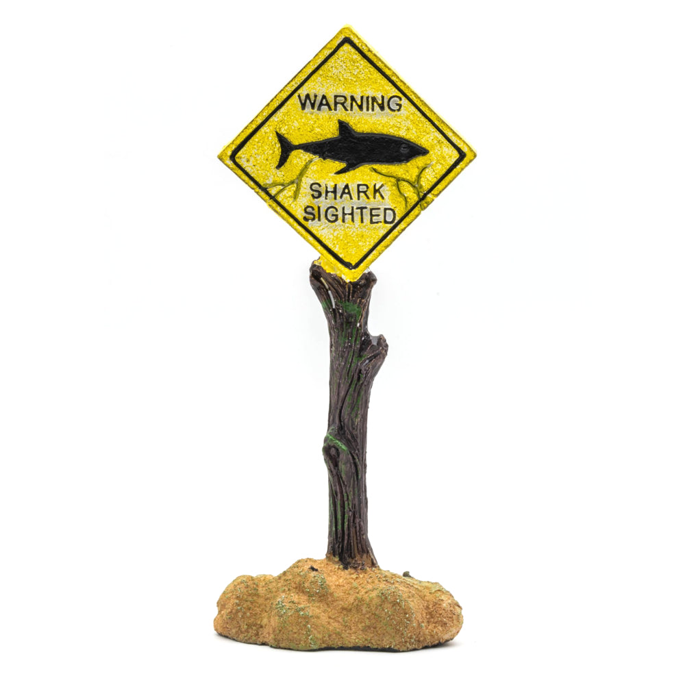AquaSpectra Aquarium Ornaments Shark Warning Sign