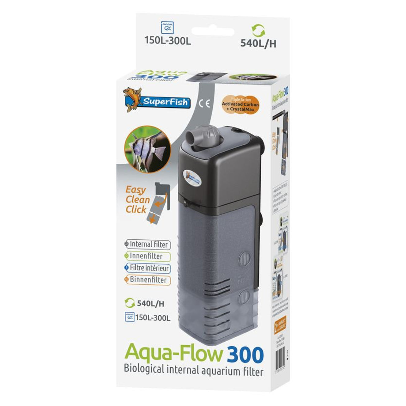 SuperFish Aqua-Flow 300 Aquarium Internal Filter 540L/h