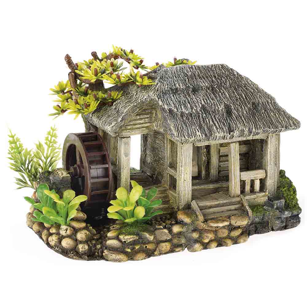 Classic Aquatics Water Mill with Turning Water Wheel Ornament