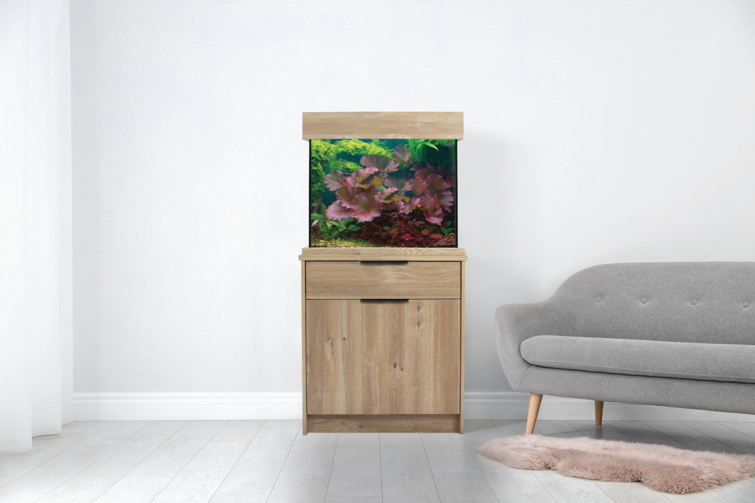 Aqua One Nash Oak Style Aquarium Fish Tank with Cabinet 63cm 110L